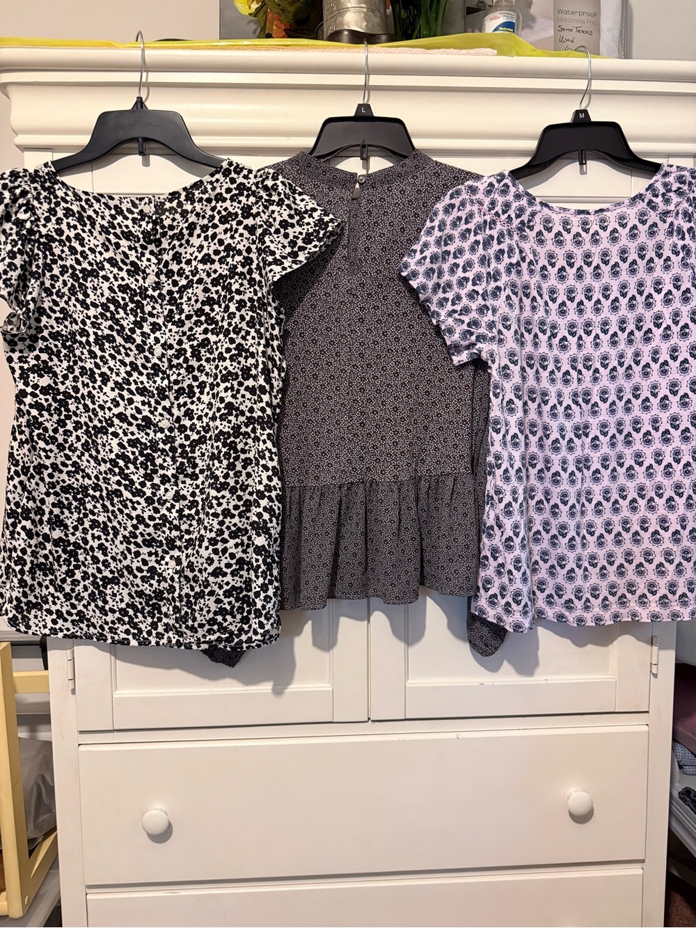 LOFT Mixed Printed Tops - Black, Gray, White